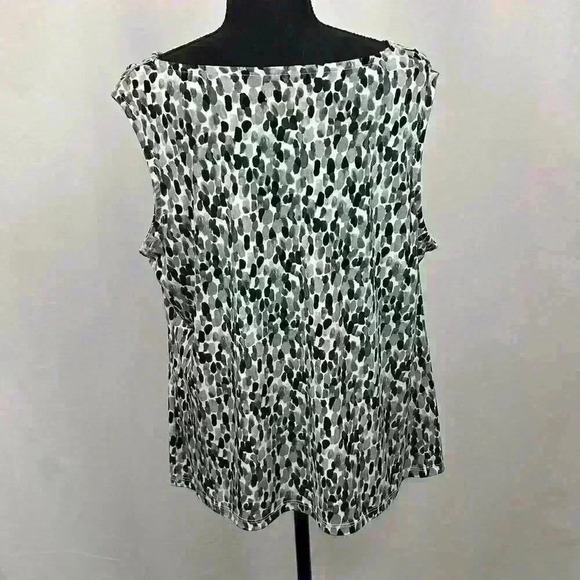 Charter Club Womens XL Black Brown Gray Sleeveless Blouse Draped Front Geometric - Picture 10 of 11